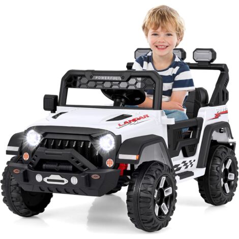 COSTWAY 12V Macchina Elettrica per Bambini, Auto per Bambini con Telecomando Porta USB Musica e Luci, Avvio lento, Velocità Regolabile 1-5 km/h, per Bambini 3 Anni+ (Bianco)