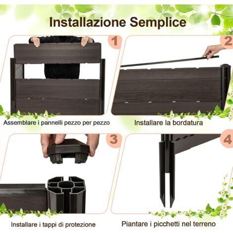 Recinzione Giardino Esterno Recinzione Da Giardino COSTWAY 5 Pannelli 98cm - Metallo Verniciato Antiruggine, Picchetti 129cm Recinzione Giardino Metallo