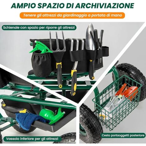 Set Attrezzi Giardinaggio 7 Pezzi Con Sgabello Pieghevole E Borsa - Kit Giardinaggio Per Donne, Uomini E Bambini - Foto 6