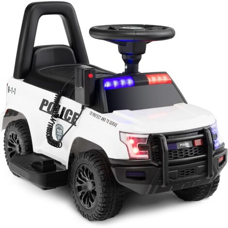COSTWAY Auto Elettrica per Bambini, Auto della Polizia Giocattolo con Clacson Luce di Avvertimento e Suono della Sirena, Velocità 3 km/h, per Bambini 18-60 Mesi (Bianco) (1/5)