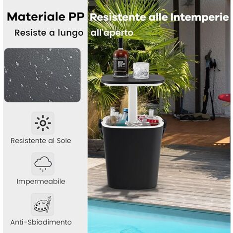 COSTWAY 3-in-1 Tavolino Frigo 30L Da Esterno, Secchiello Ghiaccio - 9