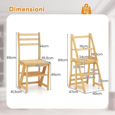 Sedia A Scaletta In Legno Pieghevole Bicolore Convertibile Ultifunzionale Sedia A Scaletta In