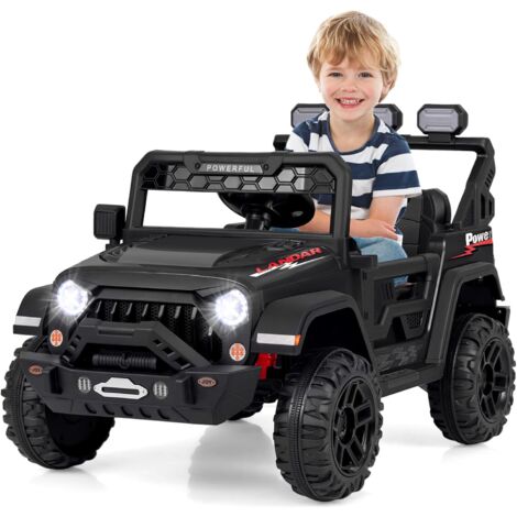 COSTWAY 12V Macchina Elettrica per Bambini, Auto per Bambini con Telecomando Porta USB Musica e Luci, Avvio lento, Velocità Regolabile 1-5 km/h, per Bambini 3 Anni+ (Nero)