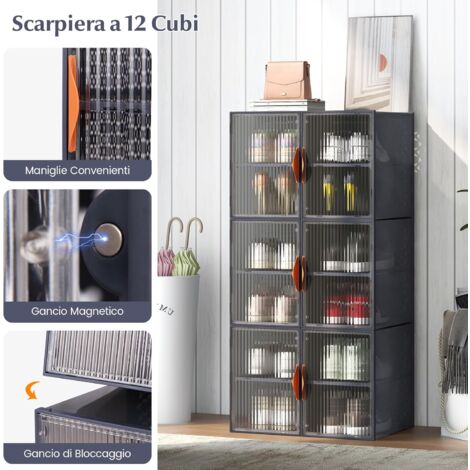 DIMJ 8 Pezzi Organizer Cassetti Armadio- Organizer per Cassetti Organizzatore Armadio Scatola Pieghevole Salvaspazio per Biancheria Intima, Mutande, Calzini, Cravatte (Grigio Chiaro