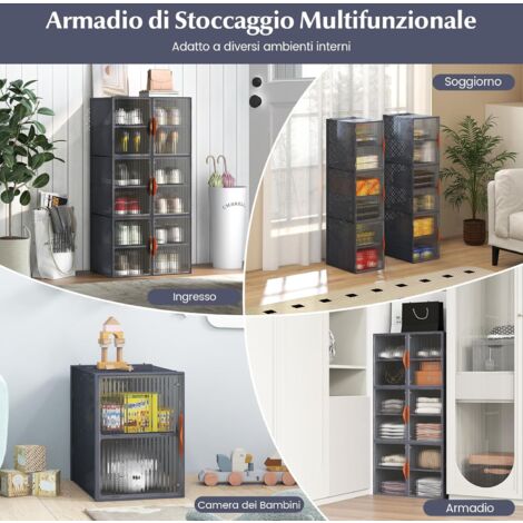 3 confezioni di contenitori per armadio – grande scatola trapezoidale – cesti pieghevoli in tessuto per organizzare i vestiti – articoli da toeletta