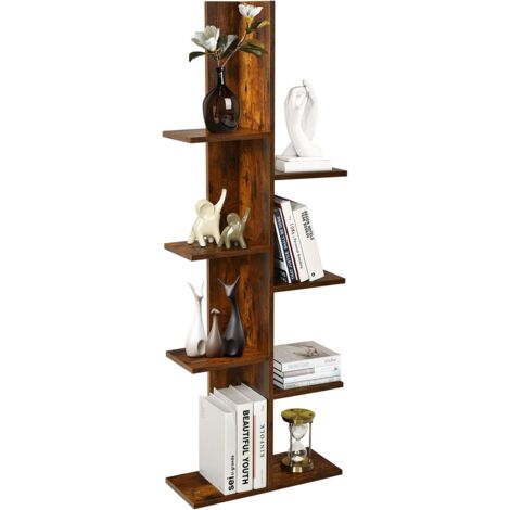 COSTWAY Scaffale 5 Livelli 12 Ripiani – Libreria In Acciaio Carbonio 115x30x130 Cm – Marrone Rustico