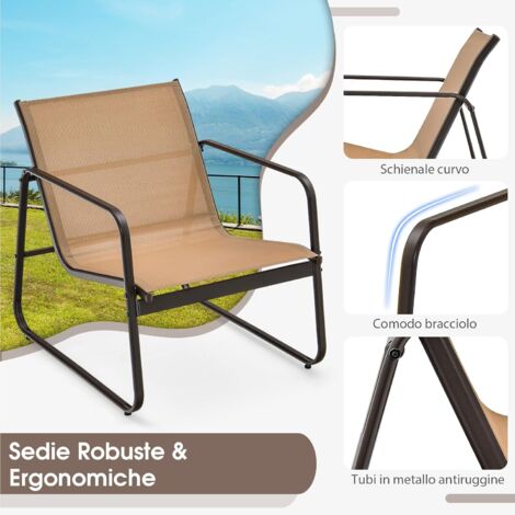 Relaxdays Set da Bistrot da 3, Tavolino da Giardino, 2 Sedie, Balcone, Stile Ferro Battuto, in Alluminio, Bronzo