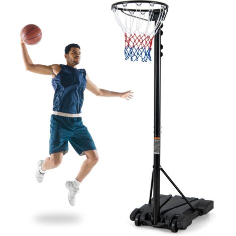 COSTWAY Supporto per Canestro da Basket Portatile e Regolabile in Altezza 206-305cm, Canestro da Basket da Esterno ed Interno con Base Riempibile e 2 Ruote Scorrevoli