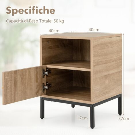Costway Armadietto Boho con porta in rattan gambe in legno massello