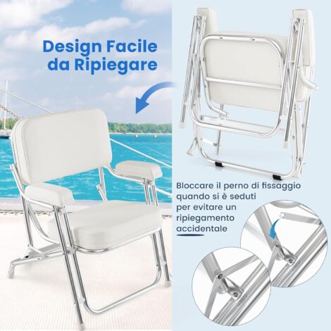 COSTWAY Sedia da Barca Pighevole, Sedia da Spiaggia in Alluminio