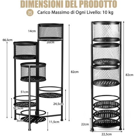 6 Sottovasi Rialzati In Plastica Per Piante - Alzavaso Rotondo Da 30 Cm Per Una Migliore Circolazione Dell'Aria - Supporto Porta Fiori Per Terrazzo E Giardino (Nero) - 3