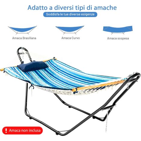COSTWAY Supporto Per Amaca Universale Regolabile: Capacit&agrave; 200kg, Per 2 Persone, Ideale Per Esterno - Nero