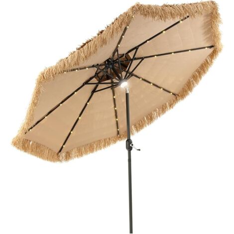 Ombrellone da Giardino 270 cm con Manovella, Ombellone da Spiaggia con Inclinazione Regolabile, con 8 Stecche, per Giardino, Spiaggia e Balcon | Leroy Merlin