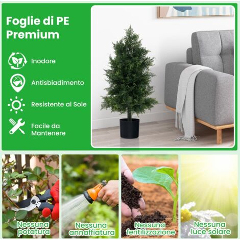 Cespugli Artificiali A Sfera Di Cedro, 58 Cm, Set Da 4 Con Picchetto, Piante Finte UV Resistenti Per Esterni - 2