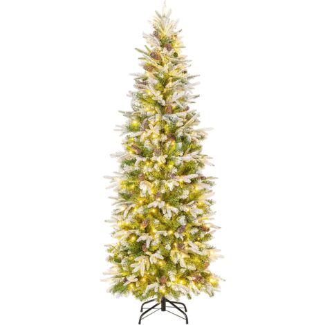 Albero Di Natale Innevato H.210 Cm Con Apertura Ad Ombrello