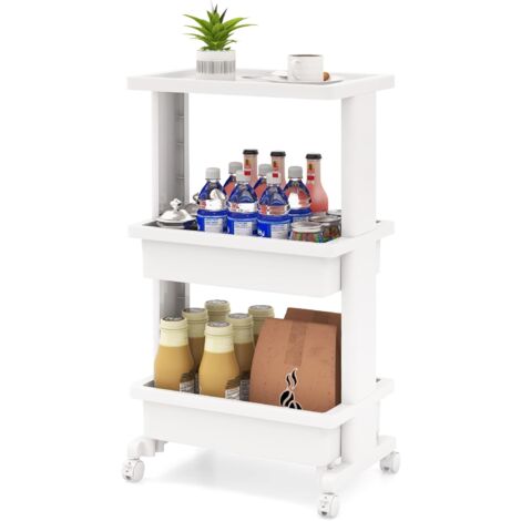 Wuciray 3 livelli Carrellino con Ruote Portatutto con Cassetto Salvaspazio Carrello Portaoggetti per Bagno Cucina Plastica