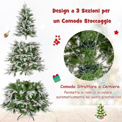 Litake Albero Di Natale Artificiale 90cm Innevato Con 78 LED Caldi | Con Bacche Rosse, Base Vintage E 8 Modalità Luci - 3