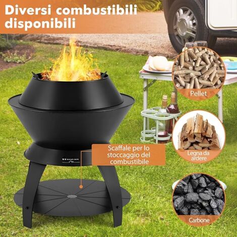 Braciere Da Giardino Pieghevole COSTWAY | Acciaio Carbonio | Diametro 49 Cm | Con Borsa Trasporto | Per Campeggio - Foto 9