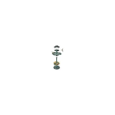 COSTWAY Vasca per Uccelli da Giardino a Energia Solare, Abbeveratoio e Mangiatoia per Uccelli da Esterno con 2 Lampade a Energia Solare, Fioriera e Supporto Riempibile (Verde) (1/5)