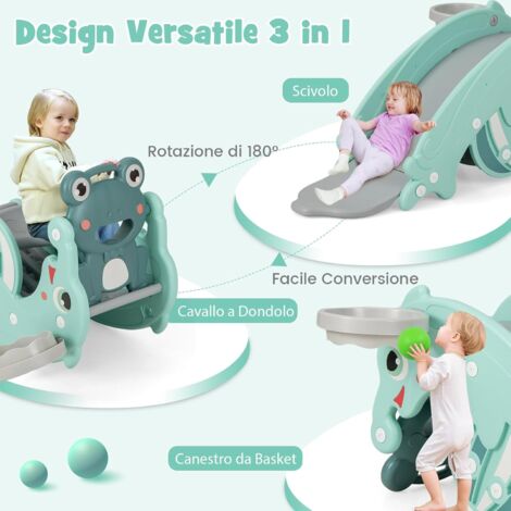 Scivolo 8 In 1 Per Bambini 1-5 Anni, Con Canestro, Telescopio, Tunnel E Scalatore, Gioco Da Interno/Esterno, Plastica PE Sicura - 3