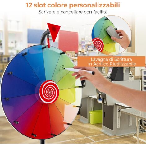 Ruota Della Fortuna Da Tavolo - 30 Cm, 10 Slot, Con Pennarello Cancellabile, Per Feste, Pub E Fiere