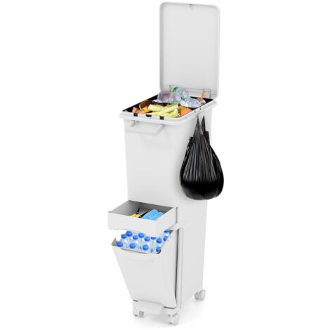 Pattumiera Piccola Quadrata Opaca – 7,5 Litri – Bianco – Per Bagno, Ufficio, Camera Da Letto, Cucina