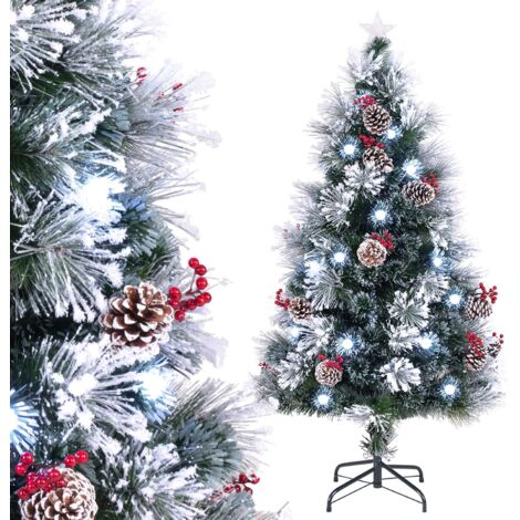 COSTWAY Albero di Natale Artificiale Innevato 135/186/218 CM, Albero di Natale con Cerniera e 8 Modalità luminose, 160/260/350 Luci LED Multicolori e 436/820 /1164 Punte di Ramo in PVC e PE (135