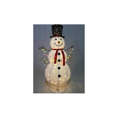COSTWAY Pupazzo di Neve da 180 CM, Pupazzo di Neve illuminato con Mano che Saluta e 200 Luci LED Calde, Decorazione Natalizia da Interno ed Esterno, per Giardino, Balcone, Portico
