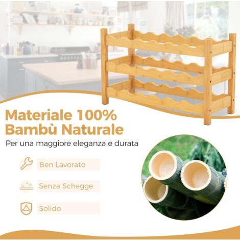 Portabottiglie in bambu 16 bottiglie 12 bicchieri 88309