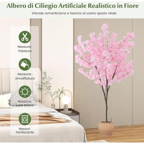 Albero Di Ciliegio Artificiale 1,5m - Fiori Rosa In Seta, Decorazione Per Casa, Feste E Matrimoni
