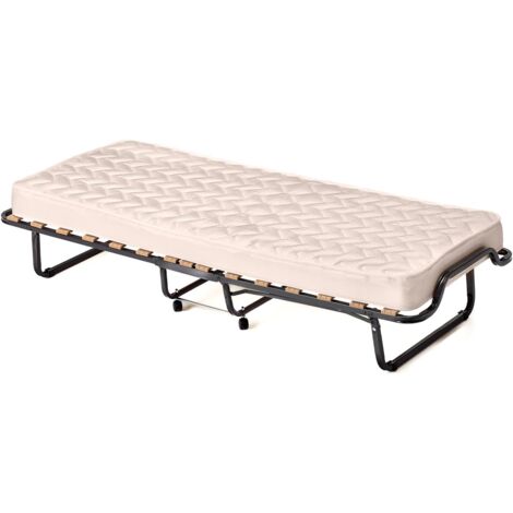 COSTWAY Letto Brandina Pieghevole, con Materasso in Memory Foam, Struttura Resistente e 4 Ruote Girevoli, Lettino Pieghevole per Casa Ufficio, 200 x 80 x 40cm (Stile 2 Beige) (1/3)