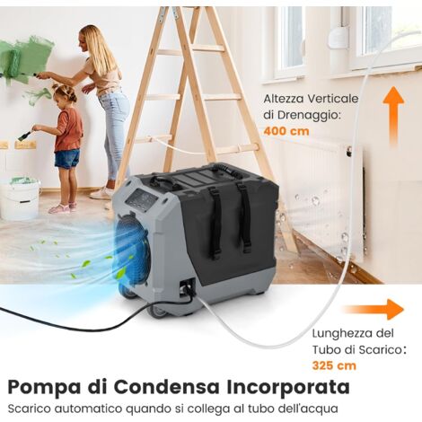 Mounto 310Pints LGR Deumidificatore Commerciale Con Pompa E Tubo Di Scarico – Portatile, Su Ruote, Per Cantine, Garage E Cantieri