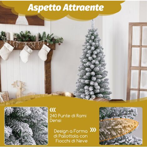 Albero di Natale artificiale 150cm con cerniera e 500 rami, Albero di Natale in PVC con