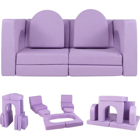 Yourigami – Divano Da Gioco Pieghevole Per Bambini, 4 Pezzi Modulari In Schiuma, Grigio Montagna, Lavabile E Convertibile In Forte O Castello - 3