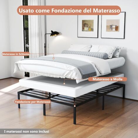 Letto 160x210cm matrimoniale con testiera imbottita in tessuto