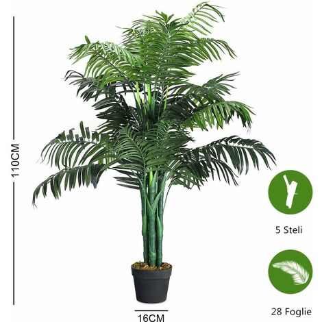 Fopamtri Piante Finte da Interno da 120cm Pianta Artificiale con Rosa Fiori, Grandi Albero