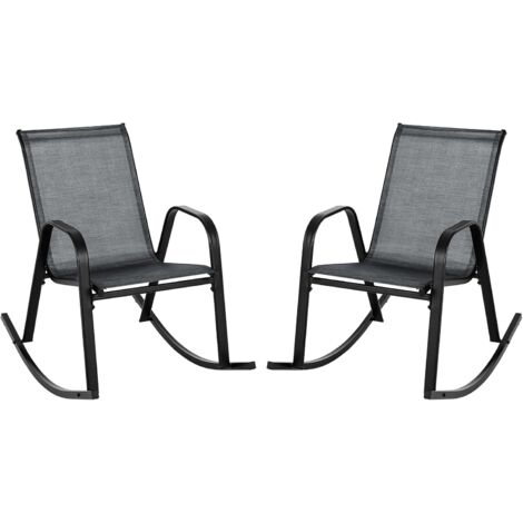 COSTWAY Sedie a Dondolo da Giardino 2 Pezzi, Dondoli da Esterno Ergonomici in Textilene Traspirante e Movimento Dolce, Sedie Dondolo da Balcone Terrazzo Giardino, Portata 150 kg (Nero)