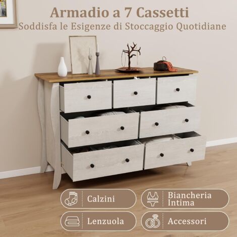 DWVO Cassettiera 9 Cassetti In Tessuto Bianco Crema - Comò Con Piano In Legno E Struttura Acciaio Per Camera Da Letto - 4