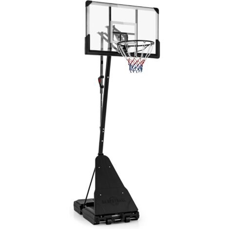 COSTWAY Canestro da Basket Regolabile 150-365 cm in Altezza per Bambini ed Adulti, Canestro con Piantana con Ruote, Canestro con Asta e Base Riempibile per Interno ed Esterno
