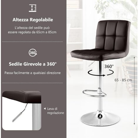 YOUTASTE Set 2 Sgabelli Da Bar Regolabili In Pelle PU – Design Moderno E Girevole Per Cucina