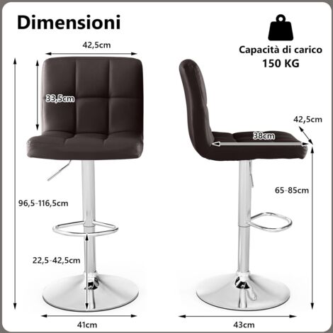 Sgabello da Bar Girevole di Lusso Stile Vintage Industriale Sedia Regolabile in