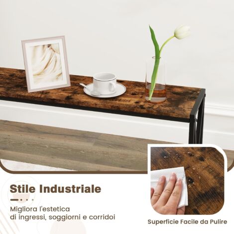 PADMA HOUSE Tavolo Consolle 90x35x76,5 Cm Con 2 Cassetti – Marrone – Ingresso, Soggiorno, Corridoio
