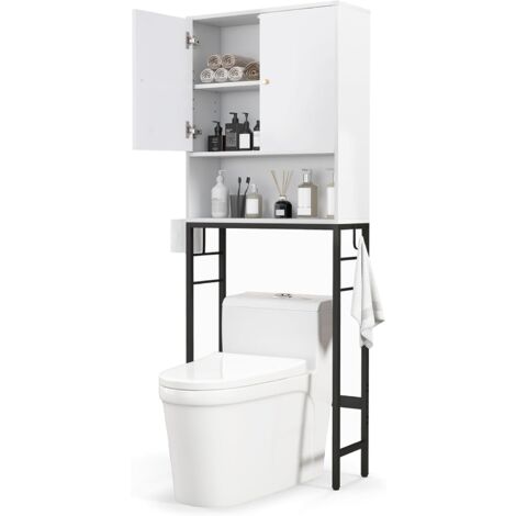 COSTWAY
Scaffale Bagno 165,5 cm Sopra WC, Mobile Bagno Salvaspazio con 2 Porte,
Ripiano Regolabile, Bara Inferiore Regolabile, 2 Ganci Laterali,
Organizzatore sopra Gabinetto per Lavanderia (Bianco