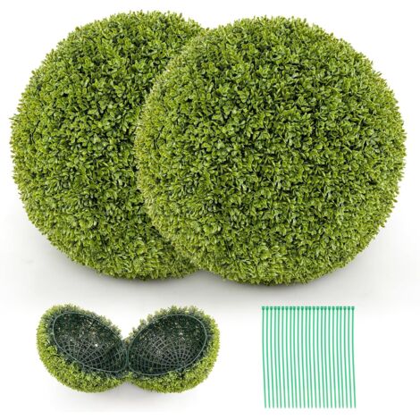 COSTWAY Set di 2 Sfere Topiarie in Bosso Artificiale da 39/50 cm, Sfere Topiarie Protettive dal Sole, Piante Finte Decorative per Giardino, Ingresso, Balcone e Cortile (Diametro 50 cm)