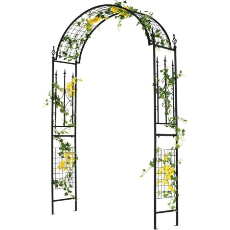 COSTWAY Arco da Giardino per Rampicanti, Arco da Giardino Supporto per Rose in Metallo Zincato Resistente, Arco Decorativo a Cupola per Feste e Ceremonie, 143 x 40 x 234 cm, Nero (1/5)