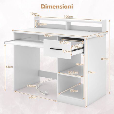 iSunirm Scrivania per computer a forma di L con prese di corrente magiche e luce LED intelligente, scrivania angolare da ufficio reversibile con