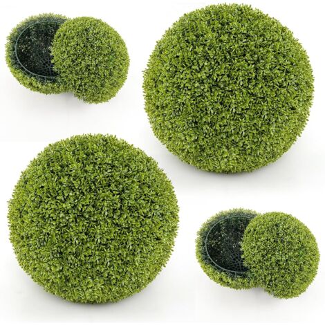 COSTWAY Set di 2 Sfere Topiarie in Bosso Artificiale da 39/50 cm, Sfere Topiarie Protettive dal Sole, Piante Finte Decorative per Giardino, Ingresso, Balcone e Cortile (Diametro 39 cm)
