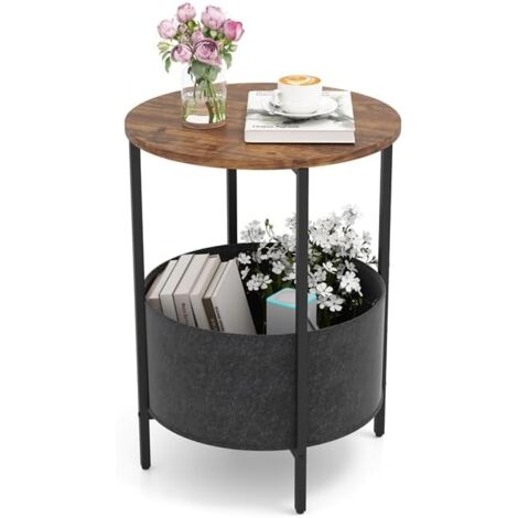 Set di 2 tavolini piccoli con ripiano portaoggetti, comodini