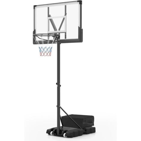 COSTWAY Canestro da Basket Regolabile 125-305 cm in Altezza per Bambini ed Adulti, Canestro con Piantana a Ruote, Canestro con Asta e Base Riempibile per Interno ed Esterno, Nero