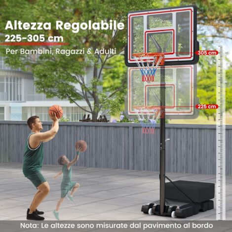 GOPLUS Cestino Da Basket Regolabile In Altezza, Canestro Da Basket Portatile Con Tabellone Antiproiettile E Base Riempibile Per Adolescenti E Adulti Supporto Da Basket Per Esterni E Interni 83707753